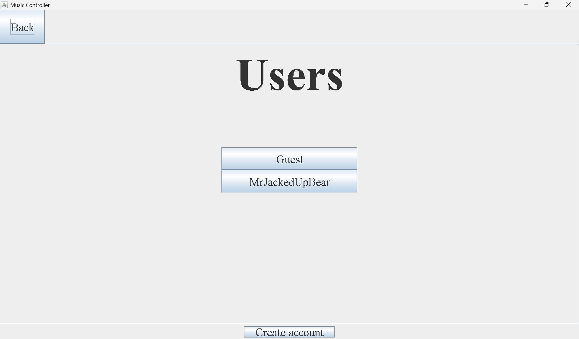 Music Controller Users Page